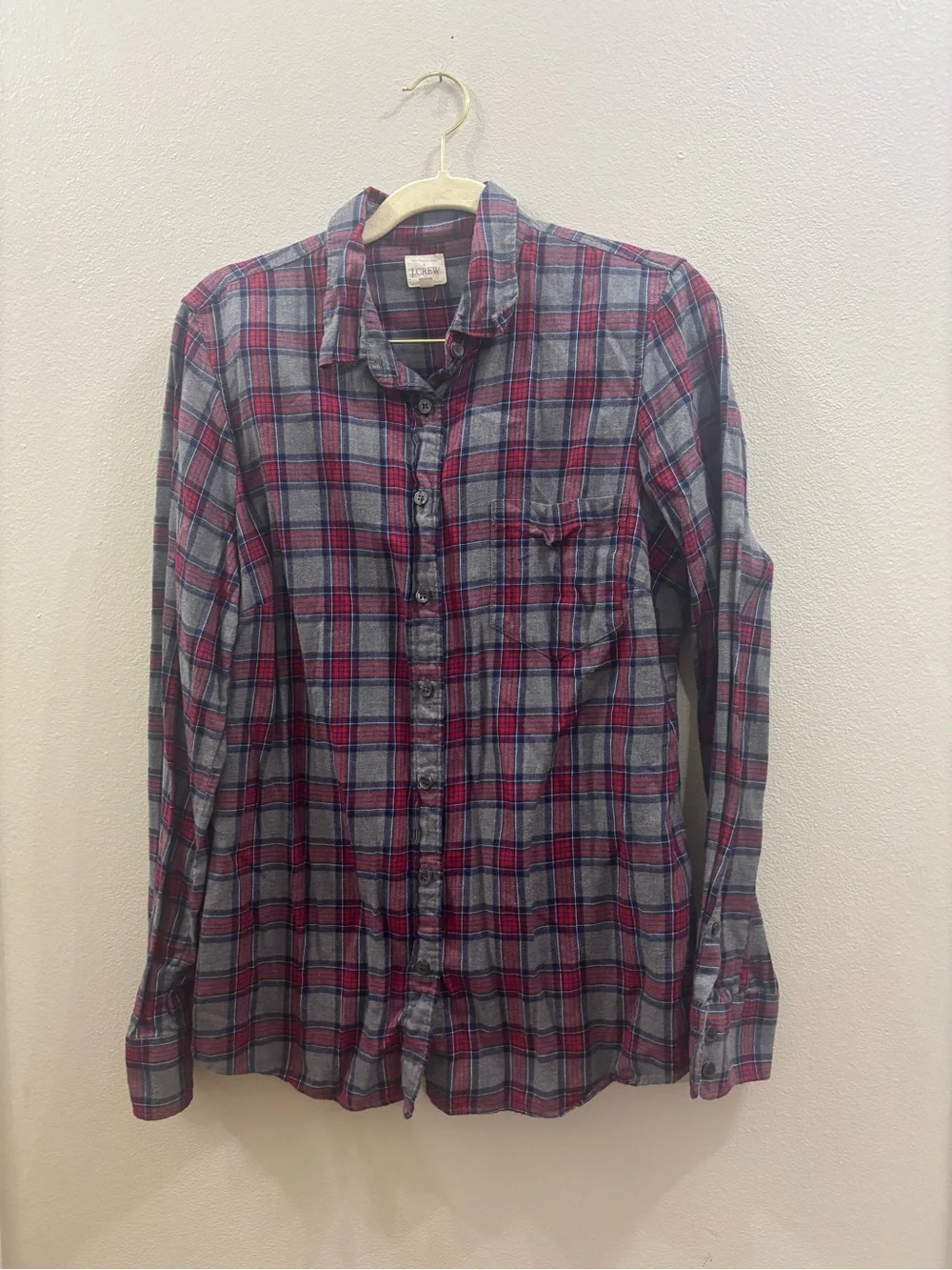 J crew flannel Grey and Red Plaid Button-Up the perfect Shirt